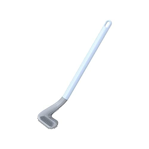 GGCG GOLF 360 Degree Toilet Brush, Flexible Silicone Toilet Brush, Long Handle Toilet Brush, Curved Toilet Brush for Cleaning Wall-Mounted Edges, Toilet Brush, Corner Brush and Holder