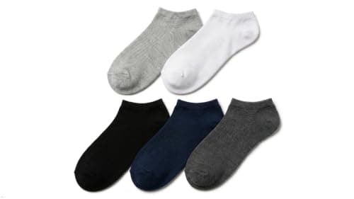 Sock Cotton Socks for Men - Low Stay-Put Non Slip Cochie Socks - Comfortable and Anti-Sweat for Daily Use and Sports - Pack of 5 Pairs