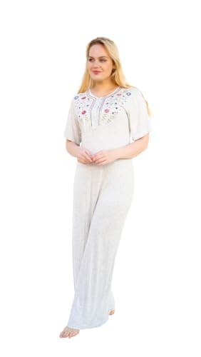Dadosh Women's Long Nightgown - Women's Cloak Maxi Dress Short Sleeve Long Dress for Women Jalabiya Petit Full Length Summer Bright Colors Nightgown nightshirt