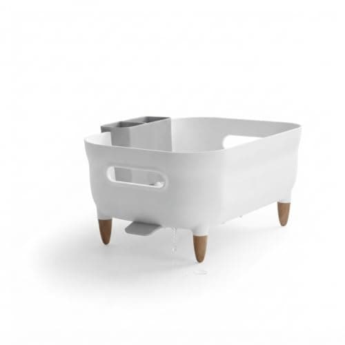 Acrylic Plastic Dish Rack with Drainer Spout and Cutlery Organizer