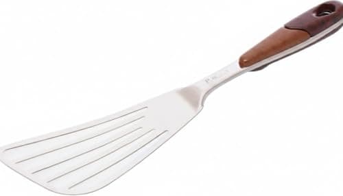 ROCKY ROKI104006 Slotted Stainless Steel Turner with Bakelite Handle, Wide Blade, Rust-Resistant, Comfortable Grip – Silver Food spatula