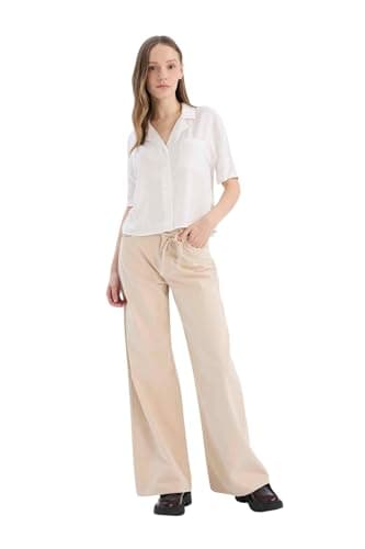 DeFacto Womens Wide Leg Coool Woven Bottom Trousers E1794AX Trousers