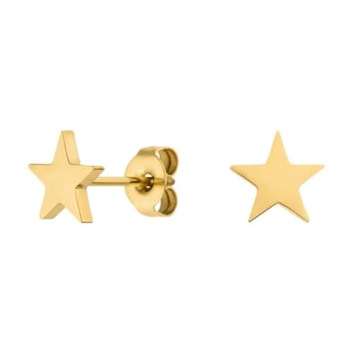 18K Gold Plated Pure Titanium Earrings Women Flat Star Earring Nickel Free Hypoallergenic Stud Earrings for Sensitive Ears Girls Earring Studs