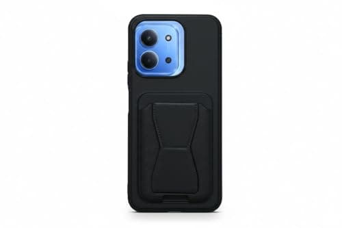 Leather Wallet Case Compatible with Redmi 15C 4G, Leather Back Cover With TPU Frame, Shockproof Protective Phone Case with Card Holder Stand (Black)