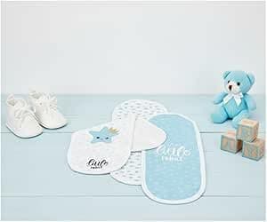 Moru Burp Cloth for Boys, 3 Pieces, White/Blue