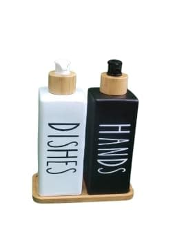 2 Piece Soap Dispenser Set with Pressure Pump – Liquid Soap Dispenser Refill | Practical Design for Kitchen and Bathroom