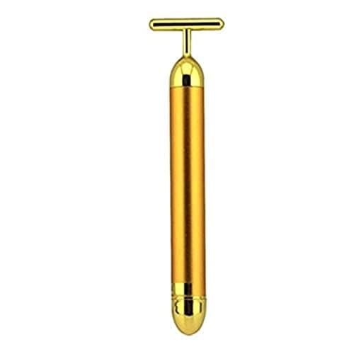 24k Gold Plated Electric Facial Pulse Head and Face Massager, Anti Aging Anti Wrinkle Treatment Remover Tighten Skin Beauty Bar Cleanser Lift Kit