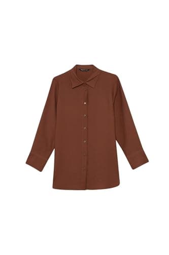 DeFacto Womens Traditional Regular Fit Shirt Neck Long Sleeve Woven Top Long Sleeve Shirt Shirt (pack of 1)