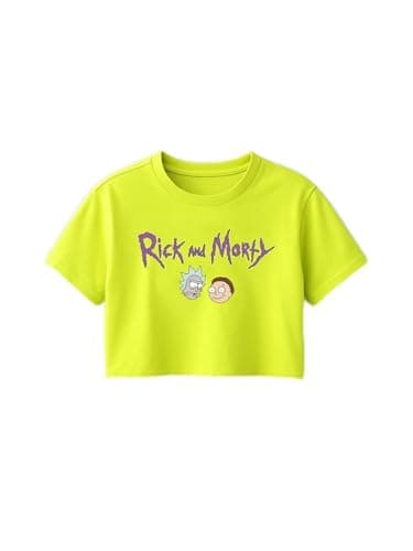 LC WAIKIKI Women Crew Neck Rick And Morty Printed Short Sleeve Crop