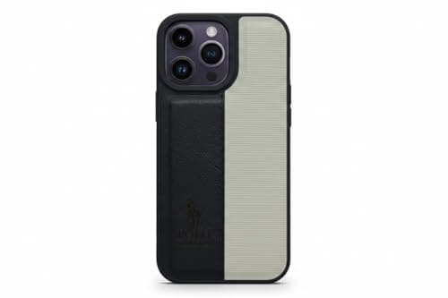 Soft Leather Back Case for Men Women Compatible With Iphone 15 Pro Classic Fashion Luxury Leather Back Case Durable Genuine Leather Lightweight Comfortable Soft Leather (Black) Cellular phone case