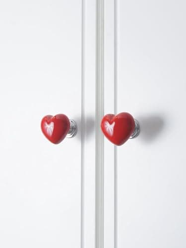 [Bedaya] Heart Shaped Drawer Knobs, Ceramic Heart Cabinet Knob, 2 Pack - Drawer Knobs and Cabinets for Kids, Modern Decor for Bedrooms and Kitchens - Easy to Install Multicolor Hardware handle