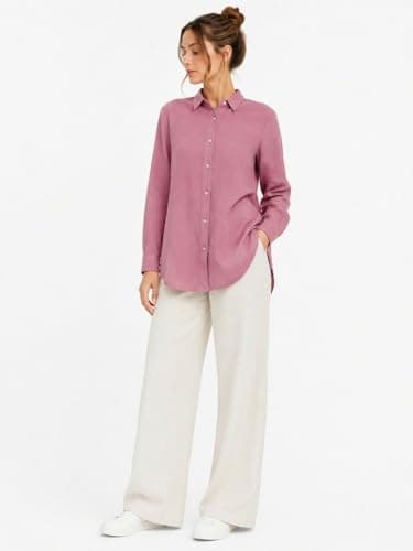 CAESAR Womens Women's linen blouse with a collar and buttons down the front Women's linen blouse with a collar and buttons down the front