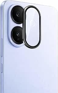 Camera Lens Protector (Compatible with Vivo V60 Lite) Accessories, 9H Tempered Glass Screen with Individual Metal Rings for, Case Friendly, Anti-Scratch (Black)