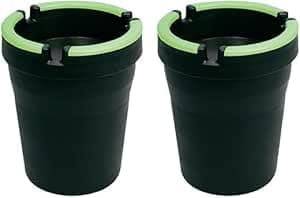 Plastic Car Ashtray, Smoke-Free, Perfect for Car Cup Holders, Cup Design Glow in The Dark (2 Piece) - aga