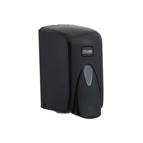 Vialli S5 Soap Dispenser – 500 milliliters ABS Plastic – Wall Mounted Refillable Manual Push – Liquid Soap & Sanitizer for Bathroom Kitchen Office – 17 × 12.5 × 10.5 cm (Black)