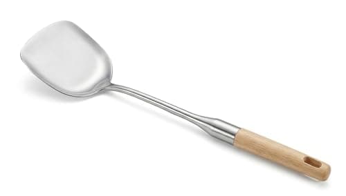 Rocky Stainless Steel 18/10 Spatula with Wooden Handle 40cm 1-T1034 Durable Turner for Cooking Baking and Serving Food spatula