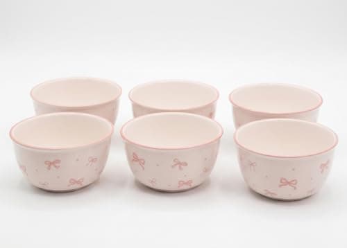 Porcelain Bowl Set of 6 with Bow Design, 10cm.