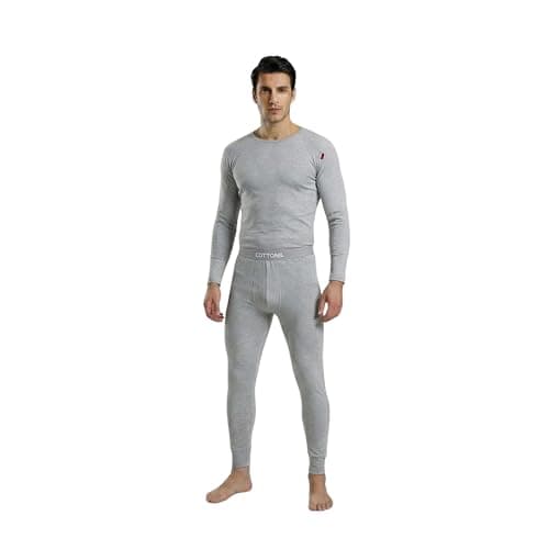 Cottonil Men's Cotton Stretch Thermal Underwear Set, Long Sleeve Top and Bottom, Full Body Winter Base Layer Base layer apparel set