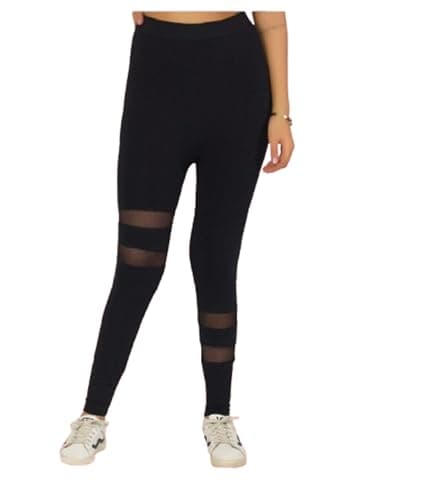 MEZA Women's Stretch Leggings, New Exclusive Sheer Chiffon Design, Wrinkle and Shrinkage Resistance, High Waist, Enhances Body Shape, Suitable for Daily Use Pants