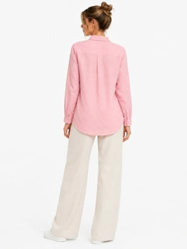 CAESAR Womens Women's linen blouse with a collar and buttons down the front Women's linen blouse with a collar and buttons down the front