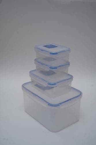 Plastic Food Storage Container Set with Clear Lock Lids, Rectangular 4-Piece Airtight Containers with Silicone Seal, Leakproof and Odor-Proof Design for Daily Food Storage and Meal Prep Home organizers and storage