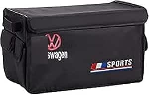 Foldable Car Trunk Organizer Storage Box with Small Pockets and Slots, Black Caddy