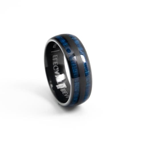 Black Titanium Ring Inlaid with Natural Pluma Wood A123