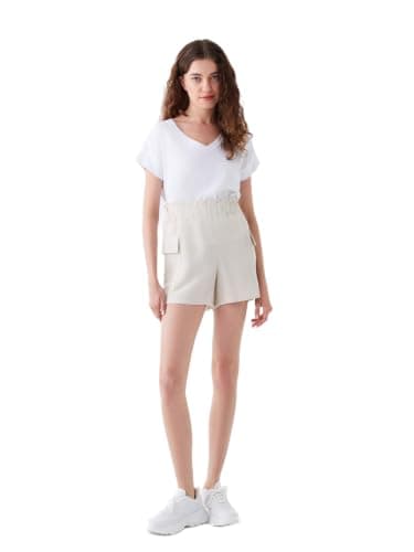 LC WAIKIKI Woman Standard Fit Plain Linen Blend Women's Shorts