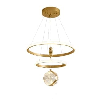 2 Circle LED Chandelier with Glass Ball Pendant - Modern Ceiling Light Unit Energy Saving Lighting