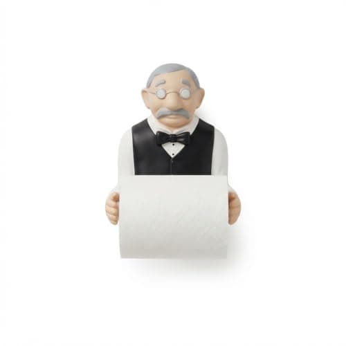 Funny Toilet Paper Holder "Old Server" Roll Holder - Creative Resin - Wall Mounted No Drilling - Suitable for Bathroom and Home Kitchens
