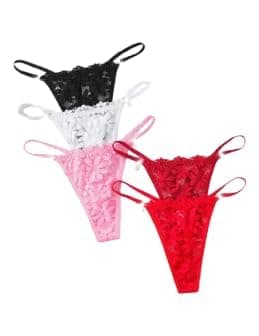 Women's Underwear Set - 5 Pieces - Lace Design Soft and Comfortable Material for Daily Use Comfort Home Wear Practical Design Suitable for Repeated Use - Code 7636