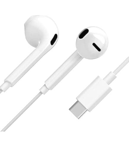 USB C Headphones, In-Ear Headphones Wired USB Type-C HiFi Stereo Headset - White