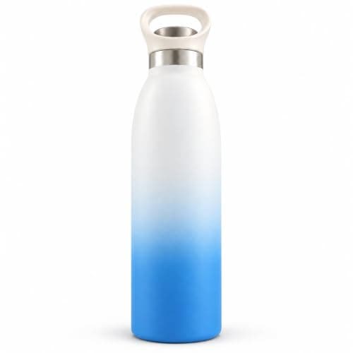 500ml 304 Stainless Steel Water Bottle, Gradient Color Gradient Water Bottle with Loop Lid, Vacuum Insulated Water Bottle for Work, College, Gym, Travel - Blue