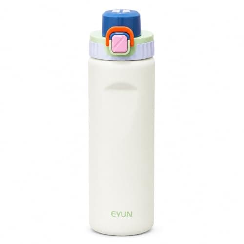 Eyun Platic Water Bottle 1000 ml – BPA-Free Leakproof Sports Bottle with Flip-Top Lid, Safety Latch and Carry Strap – Gym, School, Office, Travel & Outdoor Use (White)