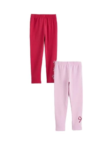 LC WAIKIKI Girl Elasticated Waist Girls' Leggings with Ribbon Detail 2 Pack Pants