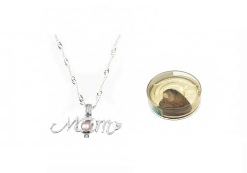 Love Pearl Necklace in Gift Set, Pearl in Oyster, with "Mom" Shaped Pendant Shape,Best Mom Ever, for Mother's Day, Birthday, Wonderful Gift