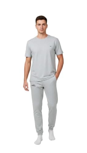 Mens Pajama Set 2 Pieces - Cotton Pajama Set Summer Milton T-Shirt and Soft and Comfortable Woven Pants