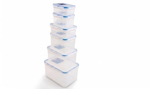 Plastic Food Storage Container Set with Clear Lock Lids, Rectangular 6-Piece Airtight Containers with Silicone Seal, Leakproof and Odor-Proof Design for Meal Prep, Pantry and Fridge Storage Home organizers and storage