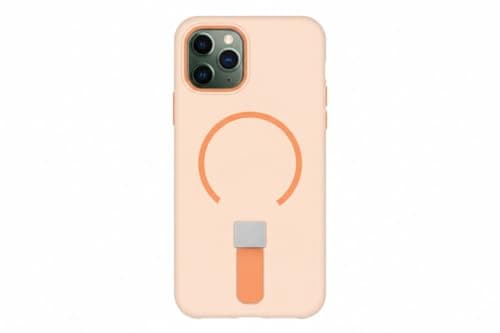 Magnetic TPU Soft Matte Back Cover Support For Iphone 11 Pro Max With Silicone Strap, Soft Silicone Back Cover For Iphone 11 Pro Max, Shockproof Case (Pink) Cellular phone case