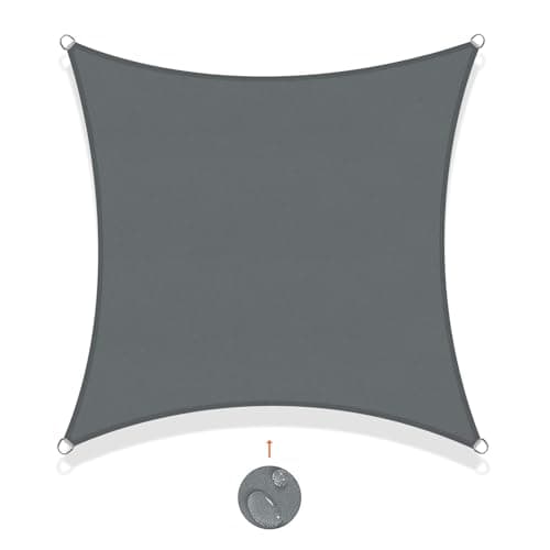 SUNNY GUARD Sun Shade Sail Square Waterproof 2x2m Anthracite | Canopy Awning With 95% UV Block and Windproof Performance,Suitable for Garden Outdoor Patio