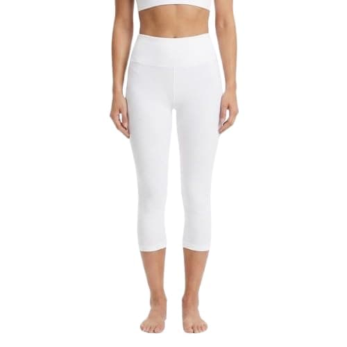 Women's White High Waist Capri Leggings – Short Stretch Cropped Pants for Yoga, Fitness & Everyday Casual Wear