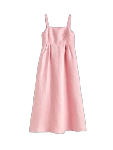 LC WAIKIKI S5JU68Z8-QX9-1 Classic Linen Square Collar Slim Dresses - Women