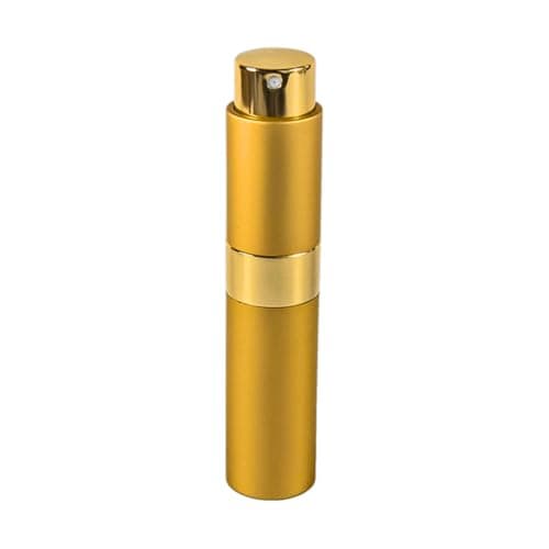 Premium 10ml Portable Mini Refillable Perfume Twist Bottle – Travel-Friendly Spray Atomizer for Perfume, Empty Round Tube Pump Cosmetic Container (Gold)