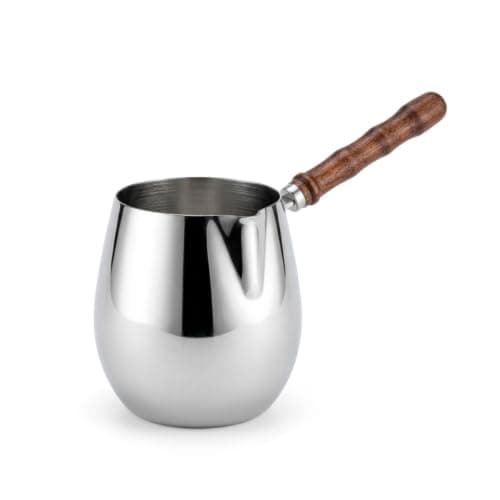 Stainless Steel Coffee Pot with Wooden Handle, Silver.(300ml)