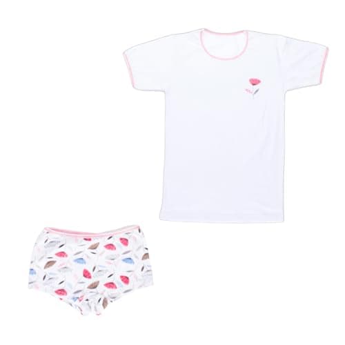 Papillon Girls Girls Cotton Set Of 2 Pieces Half Sleeves Undershirt&Underwear Short Base Layer Set (pack of 1) Apparel