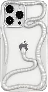 3M STORE Snake Phone Case for iPhone 13 pro Bling Luxury 3D Hollow Snake Electroplating Soft TPU Heat Dissipation Protective Case (Silver) Cellular phone case