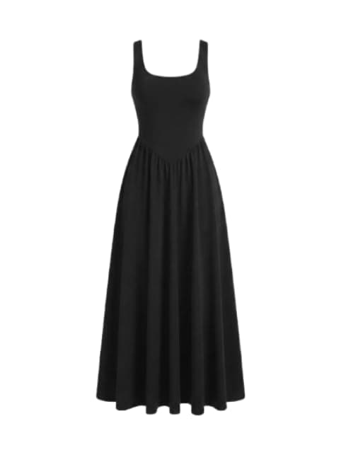 Women Plus Size Slim Fit Sleeveless Flare Skirt Maxi Dress - Code7721