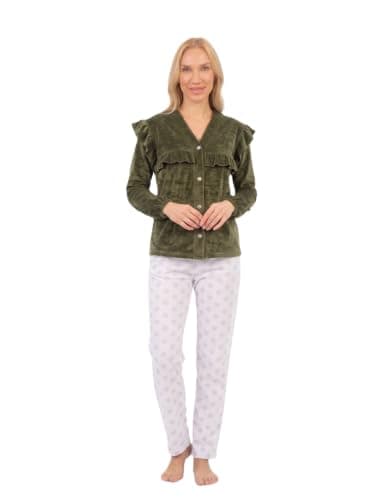 Project Z Womens Pajamas 2 Piece Set Winter Long Sleeve Ruffle Button Front Long Pants Elegant Plaid Pajamas Home Pajamas Comfy Sleepwear Loungewear Multicolor - Large to 2XL