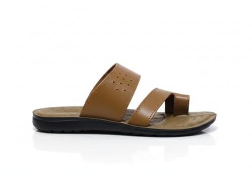 Al-Rahal Premium Genuine Leather Slippers for Men - Comfortable and Soft, Casual and Distinctive Two-Tone Design - Polytan (PU) Sole Lightweight and Medical - Available in Sizes (41-46)