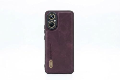 Leather Case For Luxury Faux Leather Protective Case For Stylish Compatible With (Realme C67) Design Protection Anti Fingerprint Protection Case Made Of Classic Vintage Faux Leather (Wine Red) Cellular phone case